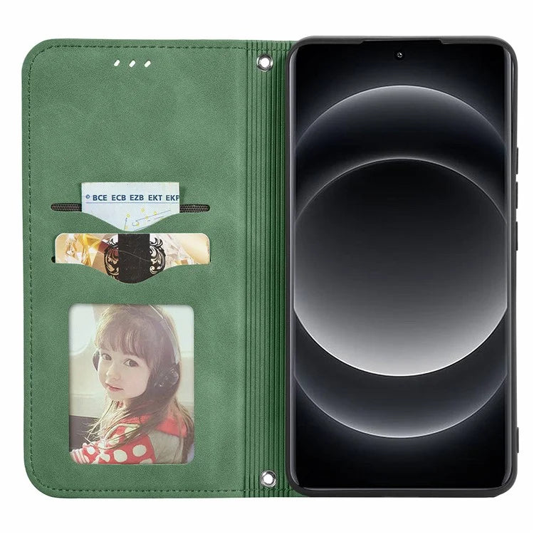 For Xiaomi 14 Ultra Magnetic Case PU Leather Skin-touch Phone Stand Cover