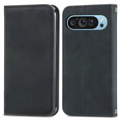 For Google Pixel 9 / Pixel 9 Pro Cell Phone Case Retro Magnetic Auto Closing Card Holder Leather Stand Cover
