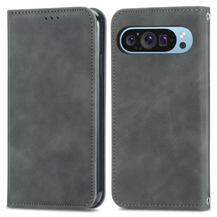 For Google Pixel 9 / Pixel 9 Pro Cell Phone Case Retro Magnetic Auto Closing Card Holder Leather Stand Cover