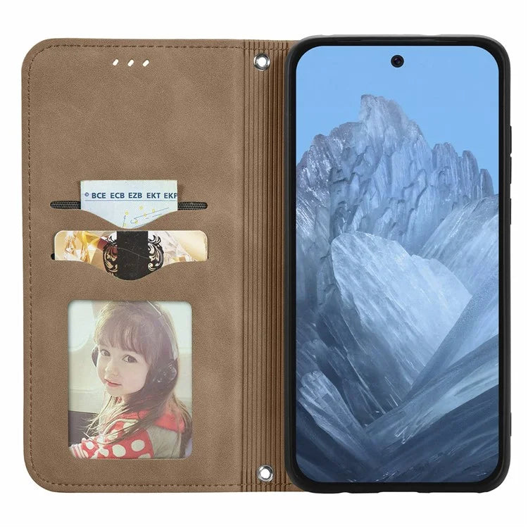 For Google Pixel 9 / Pixel 9 Pro Cell Phone Case Retro Magnetic Auto Closing Card Holder Leather Stand Cover