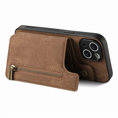 D15 For iPhone 13 Kickstand Cover PU+TPU Phone Protective Case Retro Wallet