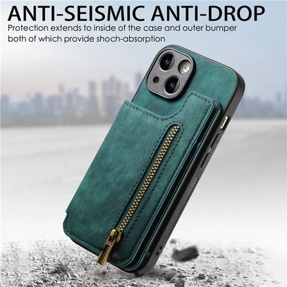 D15 For iPhone 13 Kickstand Cover PU+TPU Phone Protective Case Retro Wallet