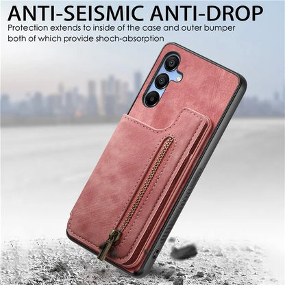 D15 For Samsung Galaxy A14 5G / A14 4G Case Zipper Wallet Kickstand Leather+TPU Phone Cover