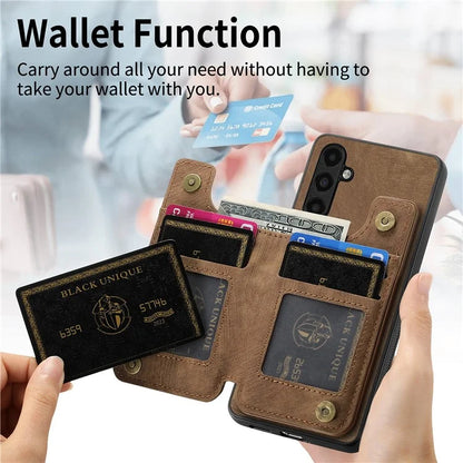 D15 For Samsung Galaxy A13 4G Case Retro Leather+TPU Phone Cover with Zipper Pocket+Kickstand