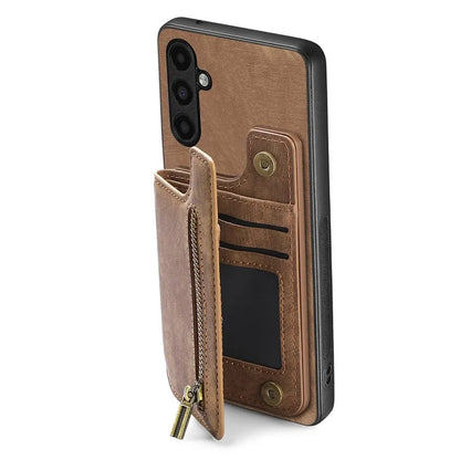 D15 For Samsung Galaxy A13 5G / A04s 4G (164.7 x 76.7 x 9.1 mm) Wallet Case Retro PU+TPU Kickstand Phone Cover