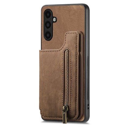 D15 For Samsung Galaxy A13 5G / A04s 4G (164.7 x 76.7 x 9.1 mm) Wallet Case Retro PU+TPU Kickstand Phone Cover