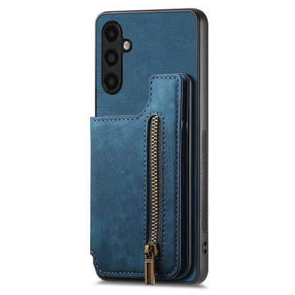 D15 For Samsung Galaxy A13 5G / A04s 4G (164.7 x 76.7 x 9.1 mm) Wallet Case Retro PU+TPU Kickstand Phone Cover