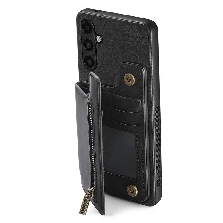 D15 For Samsung Galaxy A13 5G / A04s 4G (164.7 x 76.7 x 9.1 mm) Wallet Case Retro PU+TPU Kickstand Phone Cover