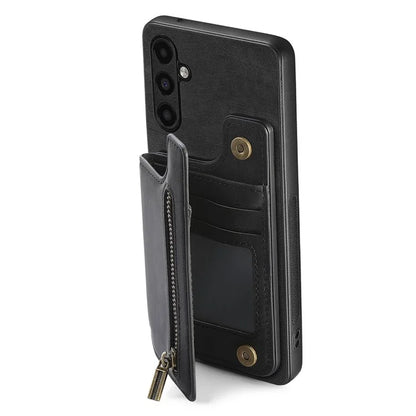 D15 For Samsung Galaxy A13 5G / A04s 4G (164.7 x 76.7 x 9.1 mm) Wallet Case Retro PU+TPU Kickstand Phone Cover