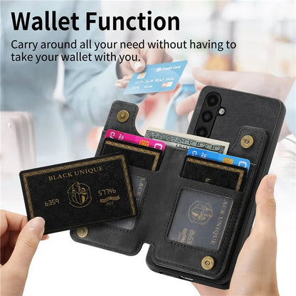 D15 For Samsung Galaxy A13 5G / A04s 4G (164.7 x 76.7 x 9.1 mm) Wallet Case Retro PU+TPU Kickstand Phone Cover