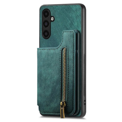 D15 For Samsung Galaxy A13 5G / A04s 4G (164.7 x 76.7 x 9.1 mm) Wallet Case Retro PU+TPU Kickstand Phone Cover