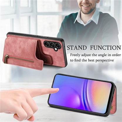D15 For Samsung Galaxy A05s 4G Case Retro Leather+TPU Card Holder Kickstand Phone Cover