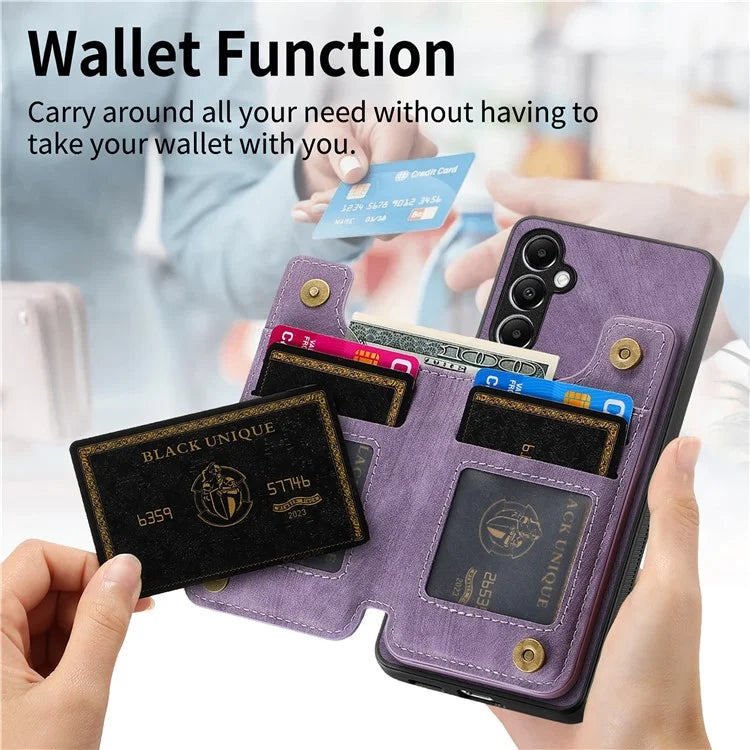 D15 For Samsung Galaxy A05s 4G Case Retro Leather+TPU Card Holder Kickstand Phone Cover