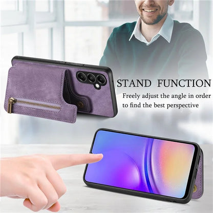 D15 For Samsung Galaxy A05s 4G Case Retro Leather+TPU Card Holder Kickstand Phone Cover