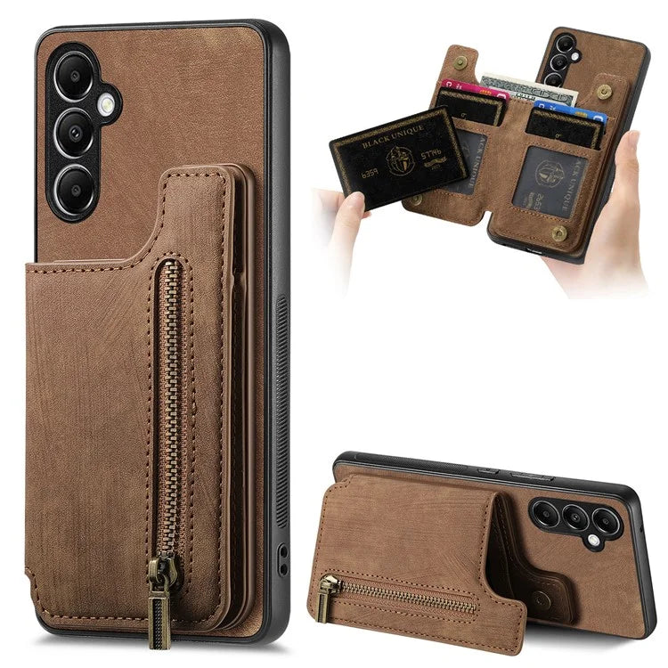 D15 For Samsung Galaxy A05s 4G Case Retro Leather+TPU Card Holder Kickstand Phone Cover