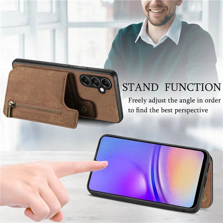 D15 For Samsung Galaxy A05s 4G Case Retro Leather+TPU Card Holder Kickstand Phone Cover