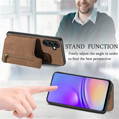 D15 For Samsung Galaxy A05s 4G Case Retro Leather+TPU Card Holder Kickstand Phone Cover