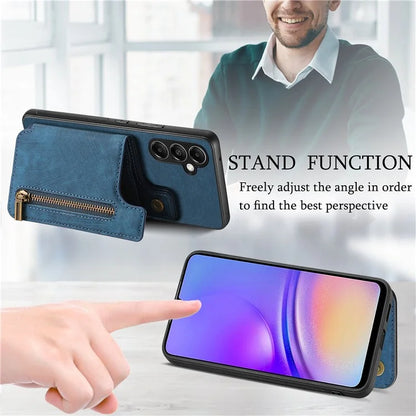 D15 For Samsung Galaxy A05s 4G Case Retro Leather+TPU Card Holder Kickstand Phone Cover