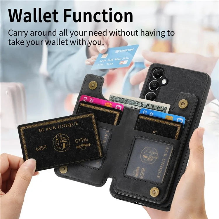 D15 For Samsung Galaxy A05s 4G Case Retro Leather+TPU Card Holder Kickstand Phone Cover