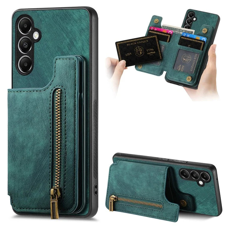 D15 For Samsung Galaxy A05s 4G Case Retro Leather+TPU Card Holder Kickstand Phone Cover
