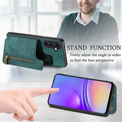 D15 For Samsung Galaxy A05s 4G Case Retro Leather+TPU Card Holder Kickstand Phone Cover