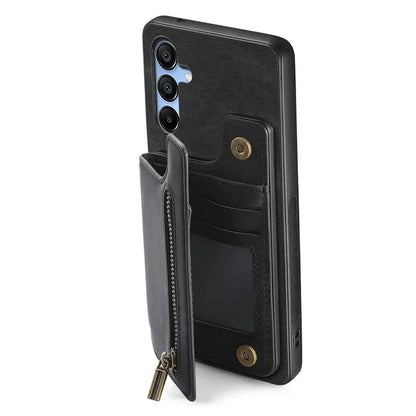 D15 For Samsung Galaxy A35 5G Wallet Phone Case Kickstand Retro PU+TPU Shockproof Cover