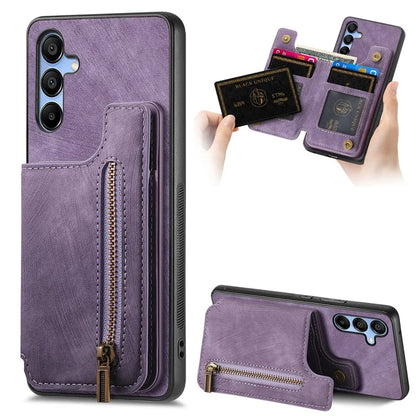 D15 For Samsung Galaxy A34 5G Case Retro PU+TPU Wallet Phone Cover with Kickstand
