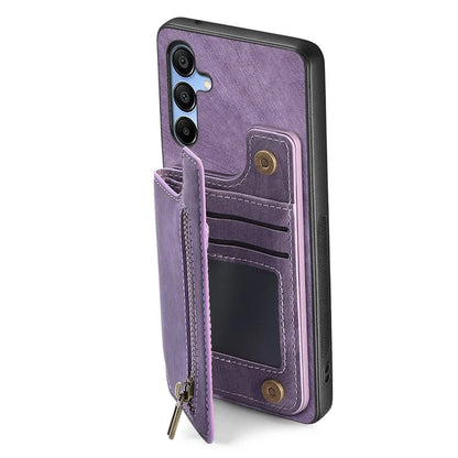 D15 For Samsung Galaxy A34 5G Case Retro PU+TPU Wallet Phone Cover with Kickstand