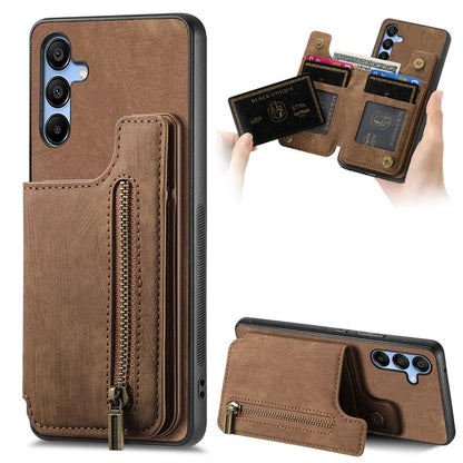 D15 For Samsung Galaxy A34 5G Case Retro PU+TPU Wallet Phone Cover with Kickstand
