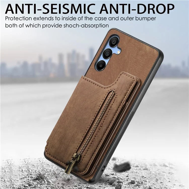 D15 For Samsung Galaxy A34 5G Case Retro PU+TPU Wallet Phone Cover with Kickstand