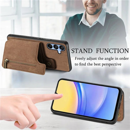 D15 For Samsung Galaxy A34 5G Case Retro PU+TPU Wallet Phone Cover with Kickstand