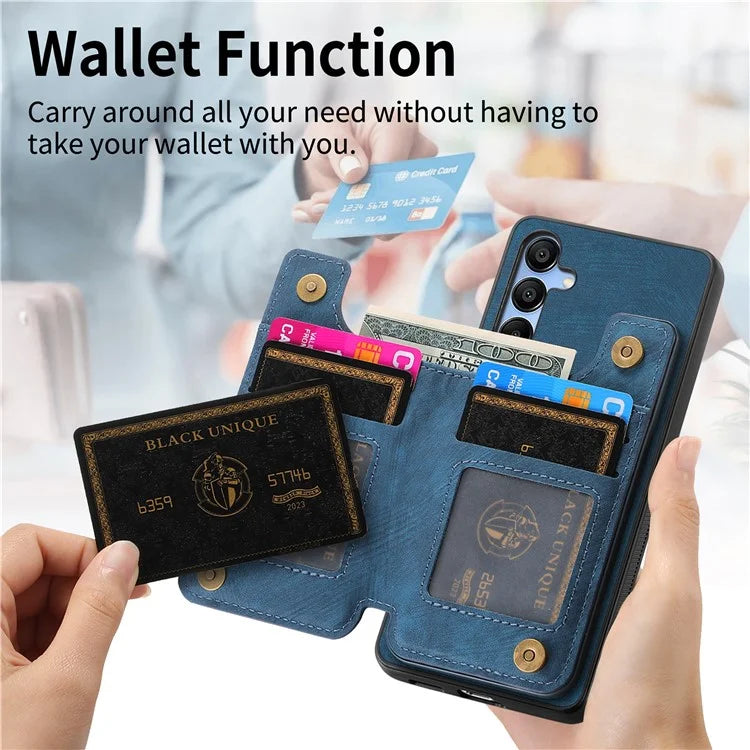 D15 For Samsung Galaxy A34 5G Case Retro PU+TPU Wallet Phone Cover with Kickstand