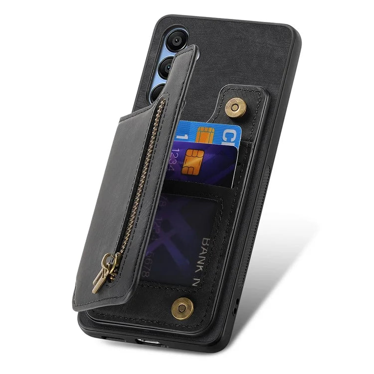 D15 For Samsung Galaxy A34 5G Case Retro PU+TPU Wallet Phone Cover with Kickstand