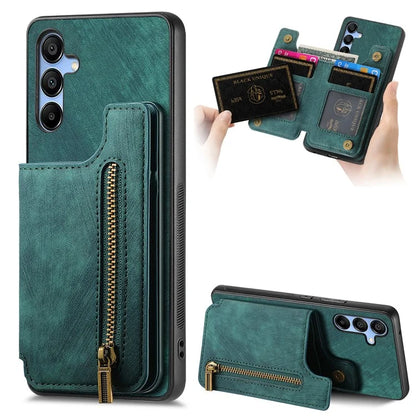 D15 For Samsung Galaxy A34 5G Case Retro PU+TPU Wallet Phone Cover with Kickstand