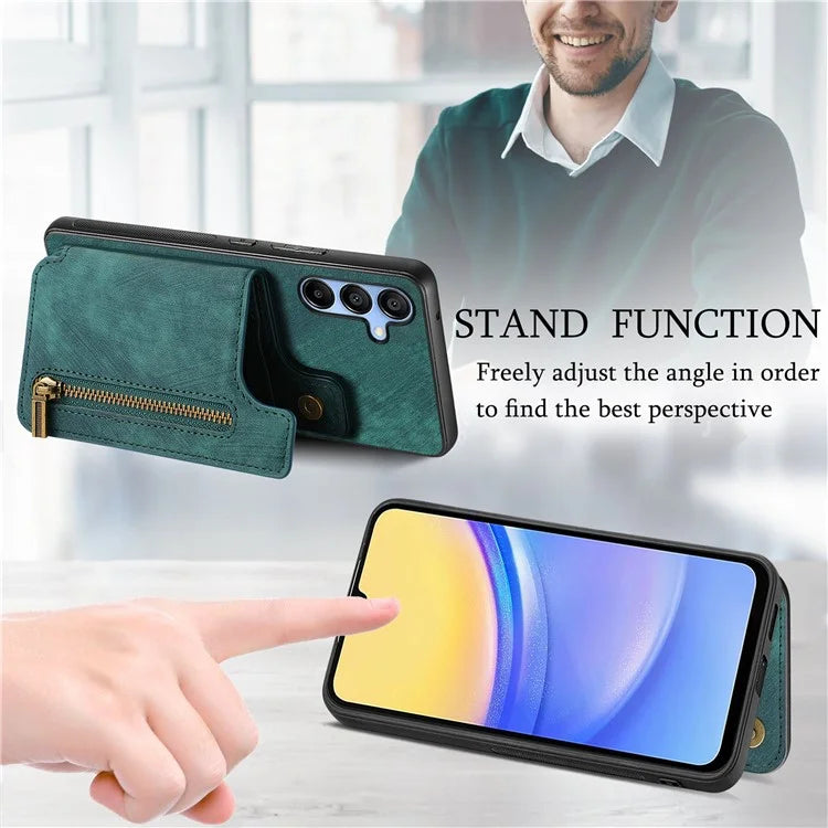 D15 For Samsung Galaxy A34 5G Case Retro PU+TPU Wallet Phone Cover with Kickstand