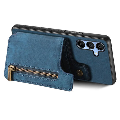 D15 For Samsung Galaxy A24 4G (162.1 x 77.6 x 8.3mm) Phone Case Retro Zipper Wallet Cover with Kickstand