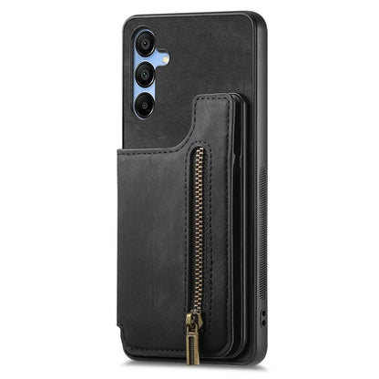 D15 For Samsung Galaxy A55 5G Case Retro Leather+TPU Zipper Pocket Kickstand Back Cover