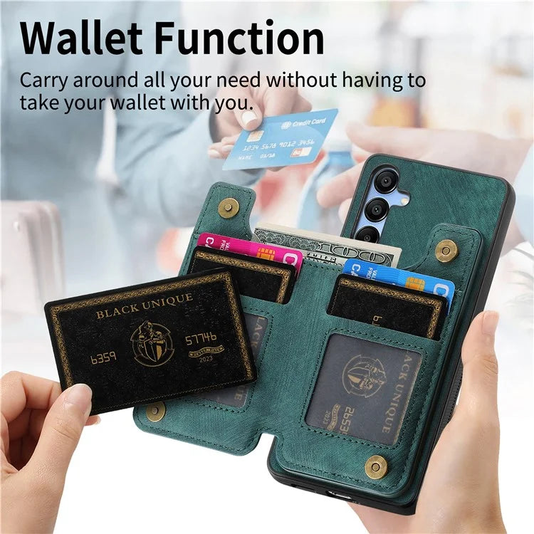 D15 For Samsung Galaxy A54 5G Wallet Case Retro Leather+TPU Card Holder Phone Cover