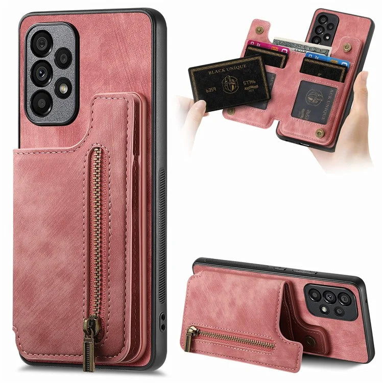 D15 For Samsung Galaxy A53 5G Wallet Case Retro PU+TPU Kickstand Phone Cover