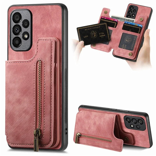 D15 For Samsung Galaxy A53 5G Wallet Case Retro PU+TPU Kickstand Phone Cover