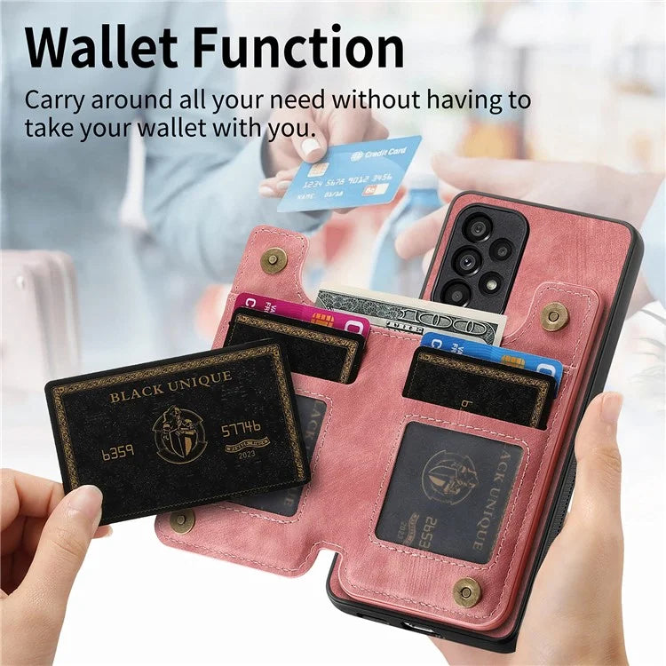 D15 For Samsung Galaxy A53 5G Wallet Case Retro PU+TPU Kickstand Phone Cover