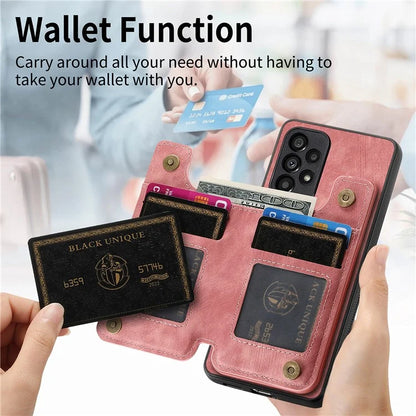 D15 For Samsung Galaxy A53 5G Wallet Case Retro PU+TPU Kickstand Phone Cover