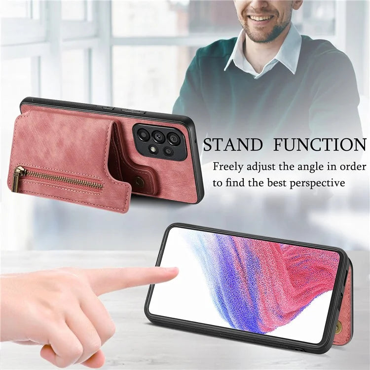 D15 For Samsung Galaxy A53 5G Wallet Case Retro PU+TPU Kickstand Phone Cover