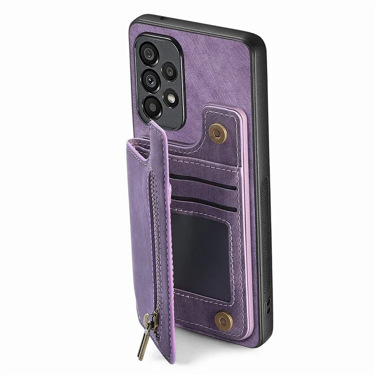 D15 For Samsung Galaxy A53 5G Wallet Case Retro PU+TPU Kickstand Phone Cover