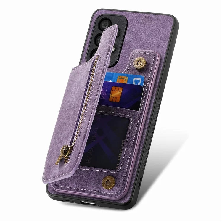 D15 For Samsung Galaxy A53 5G Wallet Case Retro PU+TPU Kickstand Phone Cover