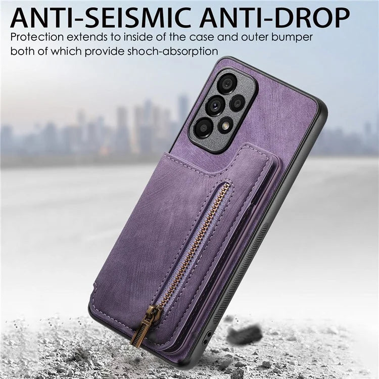 D15 For Samsung Galaxy A53 5G Wallet Case Retro PU+TPU Kickstand Phone Cover