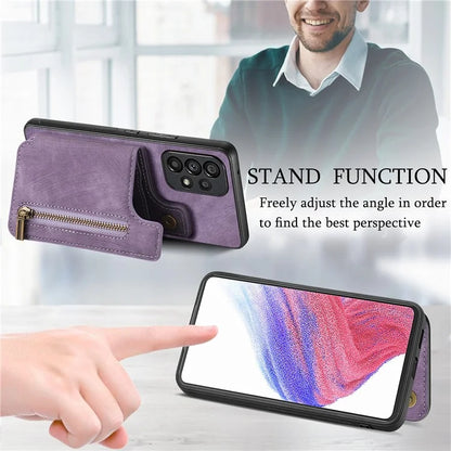 D15 For Samsung Galaxy A53 5G Wallet Case Retro PU+TPU Kickstand Phone Cover