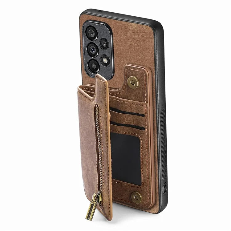 D15 For Samsung Galaxy A53 5G Wallet Case Retro PU+TPU Kickstand Phone Cover