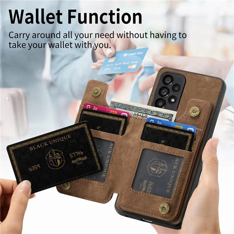 D15 For Samsung Galaxy A53 5G Wallet Case Retro PU+TPU Kickstand Phone Cover