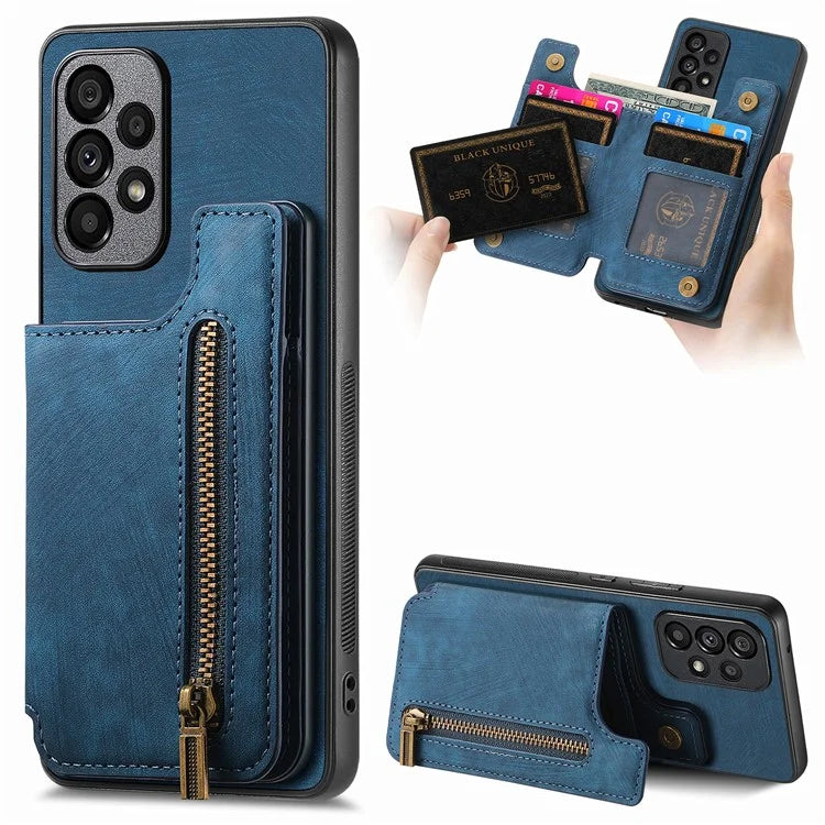 D15 For Samsung Galaxy A53 5G Wallet Case Retro PU+TPU Kickstand Phone Cover